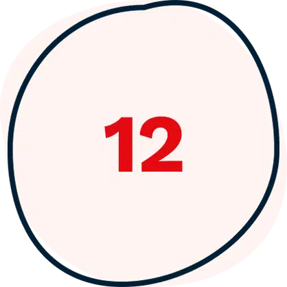 A hand-drawn black circle surrounds the number 12 in bold red text, centred on a light background.